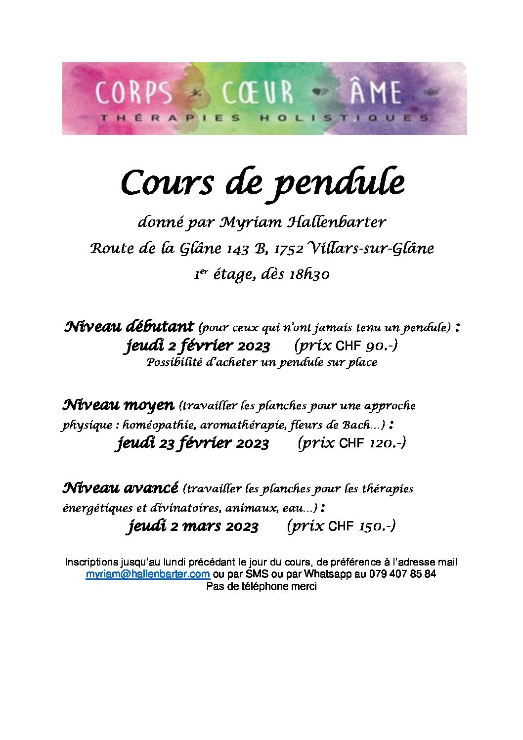 Cours de pendule